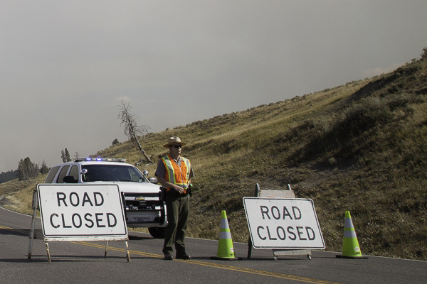 road closed sign in jackson hole