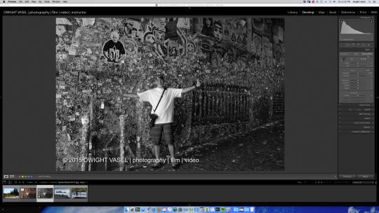 black and white photo in lightroom