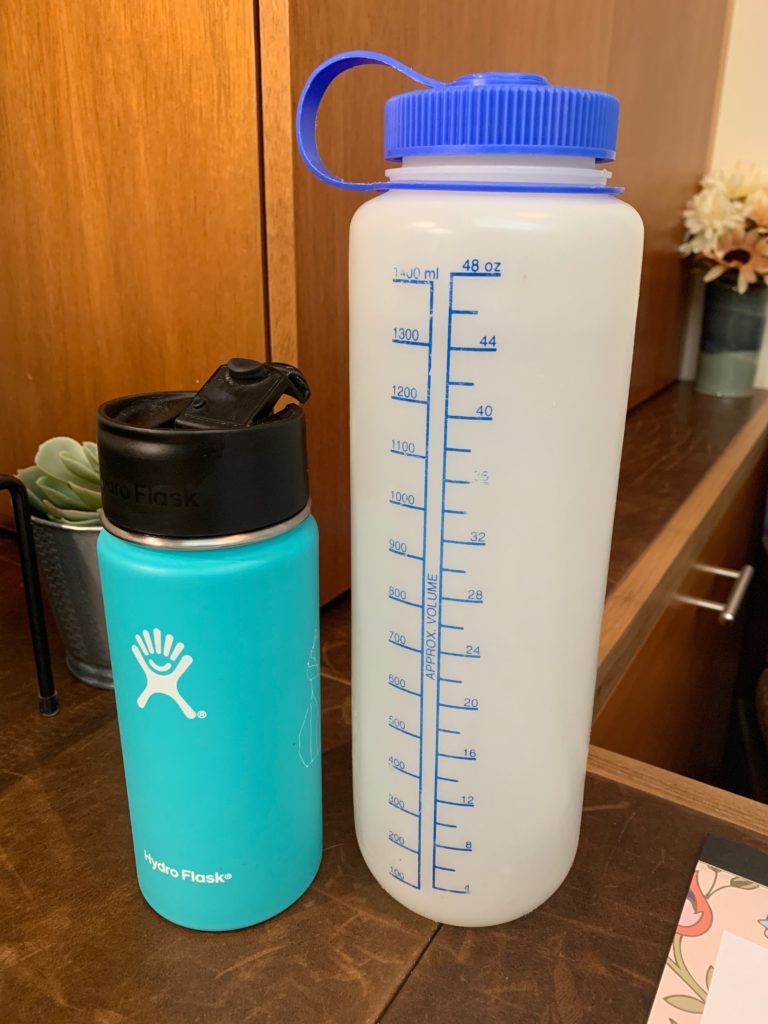 water bottle and coffee mug
