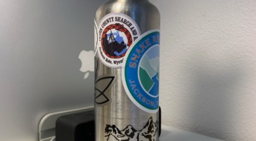 silver water bottle