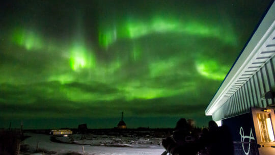 The Aurora Borealis Lights Up The Night Sky In Churchill Manitoba