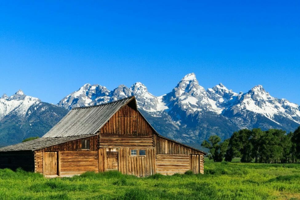 The Historic Moulton Barn Pictured In Front Of The Grand Tetons