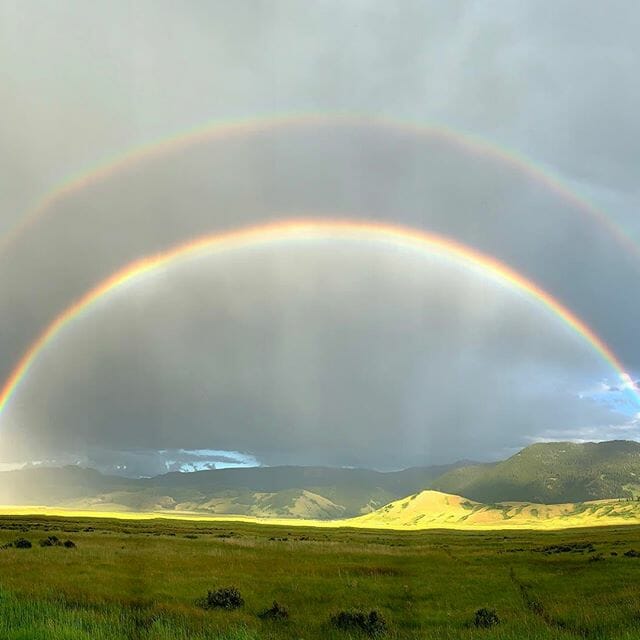 A Rare Full Double Rainbow Appears In The Sky Over The National Elk Refuge In Jackson Hole Wyoming