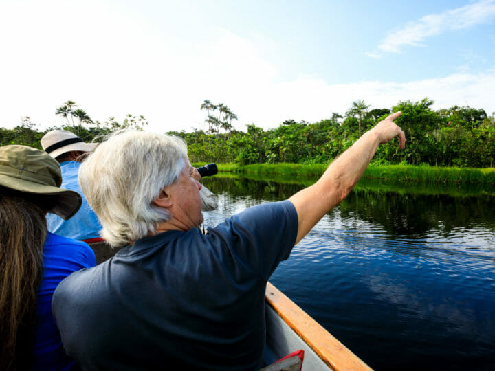 Traveling by canoe in the Amazon River Basin