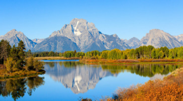 A Reflection Of Mount Moran In Oxbow Bend Of The Snake River In Grand Teton National Park