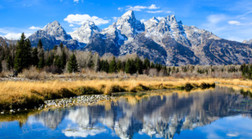 Reflection of Tetons in the Snake River