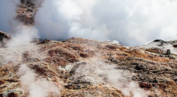 A Steaming Geothermal Feature In Yellowstone National Park