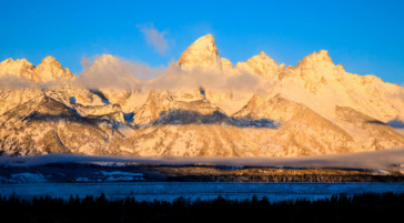 Grand Tetons in winter Jackson Hole Wyoming